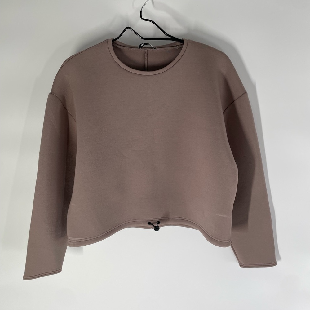 Zara Neoprene Women's Cropped Long Sleeve Sweatshirt - Brown